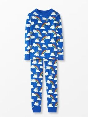 Hanna Andersson Blue Rainbow & Cloud Pajama Set Sz 120cm